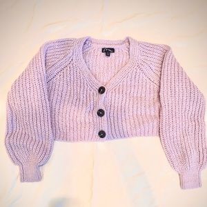 art class kids purple cropped cardigan